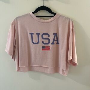 SHEIN Light Pink USA Graphic Tee
